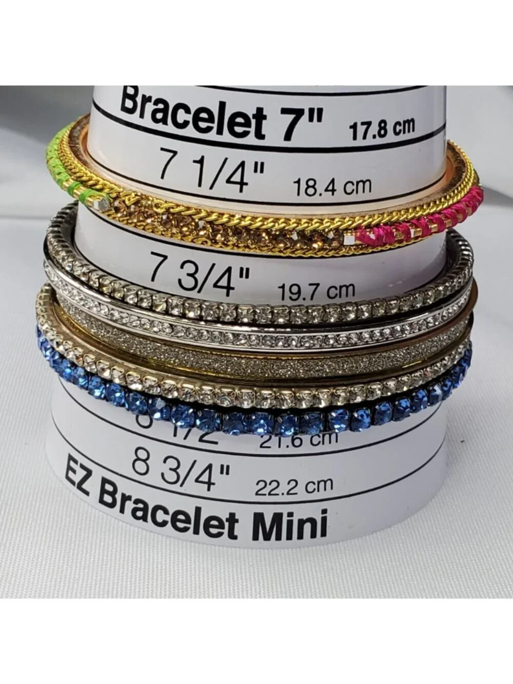 VTG 6 Multicolor Rhinestone Glitter & Metal Bangles Gold & Silver-Tone Mixed